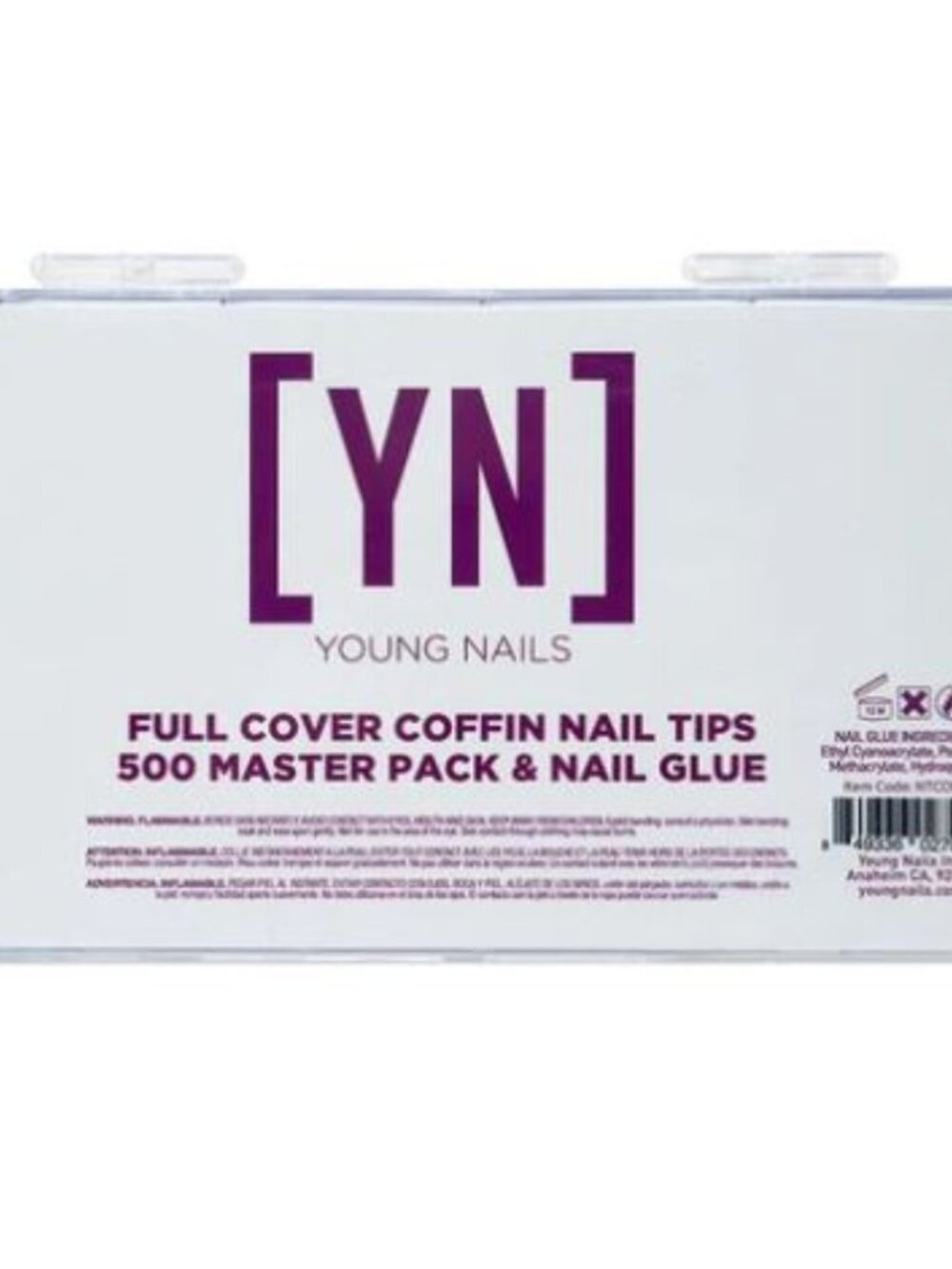 Young Nails Full Cover Coffin Nail Tips 500 Master Pack Clear New